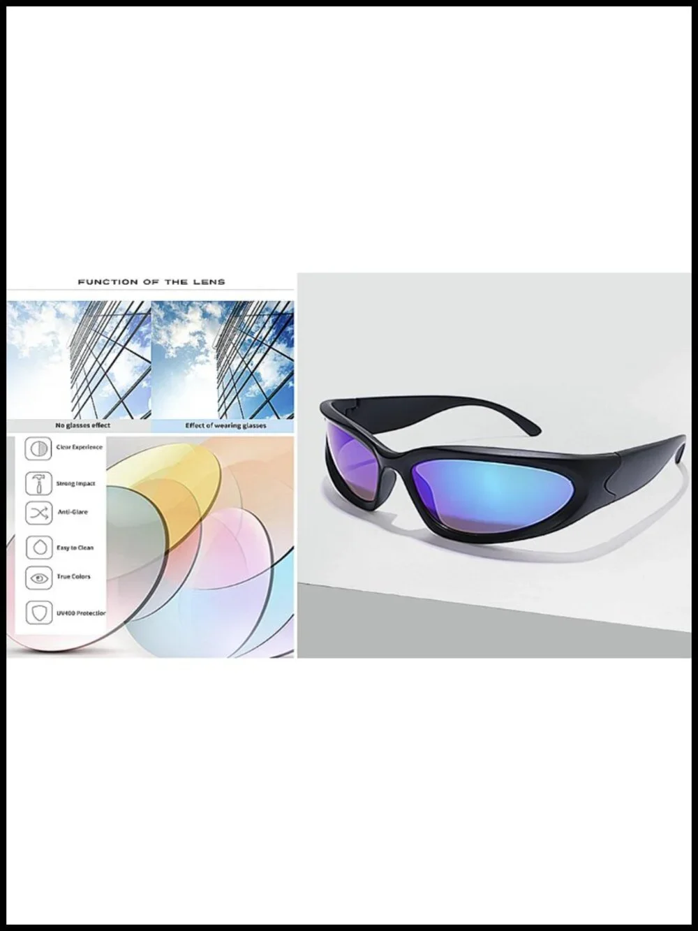 3-Piece Polarized Wrap Around Sunglasses UV400 Protection Sport Shades Unisex